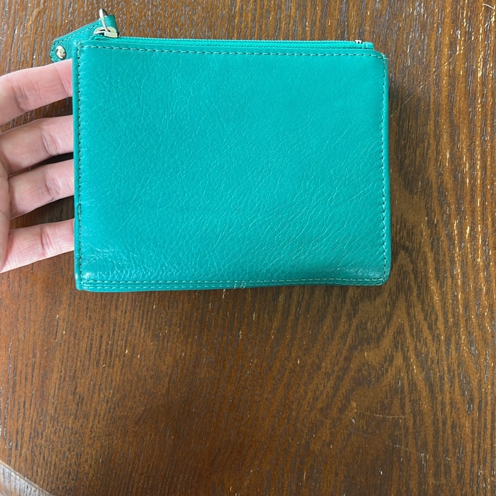 NWT Coach Jade green and Silver Hardware Leather Trifold Wallet - Picture 2 of 11
